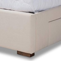 Baxton Studio Leni Modern And Contemporary Beige Fabric Upholstered 4-Drawer King Size Platform Storage Bed Frame