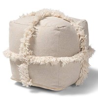 Baxton Studio Alfro Beige Moroccan Inspired Pouf Ottoman