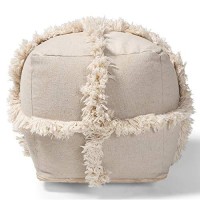 Baxton Studio Alfro Beige Moroccan Inspired Pouf Ottoman