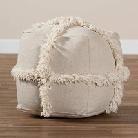 Baxton Studio Alfro Beige Moroccan Inspired Pouf Ottoman