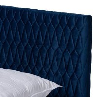 Baxton Studio Frida Glam And Luxe Royal Blue Velvet Fabric Upholstered Queen Size Bed