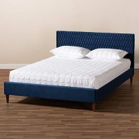 Baxton Studio Frida Glam And Luxe Royal Blue Velvet Fabric Upholstered Queen Size Bed