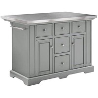 Crosley Furniture Julia Kitchen Island With Stainless Steel Top, Gray