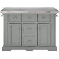 Crosley Furniture Julia Kitchen Island With Stainless Steel Top, Gray
