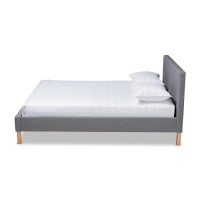 Baxton Studio Aneta Modern And Contemporary Grey Fabric Upholstered King Size Platform Bed