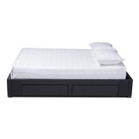 Baxton Studio Leni Modern And Contemporary Dark Grey Fabric Upholstered 4-Drawer Queen Size Platform Storage Bed Frame