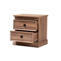 Baxton Studio Ryker Modern And Contemporary Oak Finished 2-Drawer Wood Nightstand