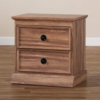 Baxton Studio Ryker Modern And Contemporary Oak Finished 2-Drawer Wood Nightstand