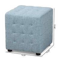 Baxton Studio Elladio Modern And Contemporary Light Blue Fabric Upholstered Tufted Cube Ottoman (Set Of 2)