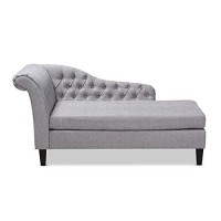 Baxton Studio Florent Modern And Contemporary Grey Fabric Upholstered Black Finished Chaise Lounge