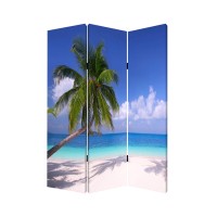 Homeroots Decor 1-Inch X 48-Inch X 72-Inch Multi-Color, Wood, Canvas, Paradise - Screen