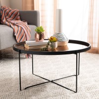 Safavieh Home Ruby Modern Rose Gold And Black Tray Top Round Coffee Table