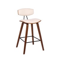 Armen Living Fox Multi Color Option Faux Leather Kitchen Barstool With Walnut Wood Frame And Black Powder Coated Footrest 26 Counter Height Creamlcfobawacr26