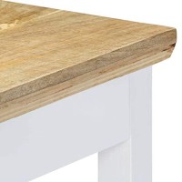 Vidaxl Solid Mango Wood Consoleside Table 433X137X295, White And Brown, Scandinavian And Farmhouse Style, Functional Drawer, Unique And Elegant Design