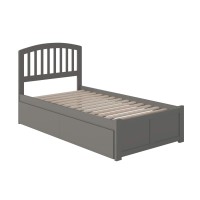 Afi Richmond Twin Extra Long Platform Bed With Flat Panel Footboard And Turbo Charger With Urban Bed Drawers In Grey