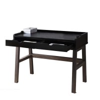 Benjara Dual Toned Wooden Desk With Two Sleek Drawers And Slightly Splayed Legs Gray And Black