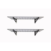 Monsterrax | Garage Wall Shelf Two-Pack White Or Hammertone | Three Size Options | Includes Bike Hooks | 500Lb Weight Capacity (Hammertone, 18X36)