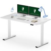 Flexispot En1 Large Stand Up Desk 55 Inches Whole-Piece Desk Computer Workstation Ergonomic Memory Controller Height Adjustable Standing Desk (White Frame + 55 White Top, 2 Packages)