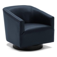 Comfort Pointe Gaven Midnight Blue Faux Leather Wood Base Swivel Accent Chair