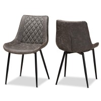 Baxton Studio Dining Chairs, Grey/Brown/Black