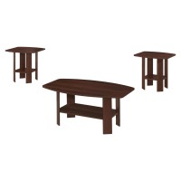 Monarch Specialties Set-3Pcs Cherry Table Set
