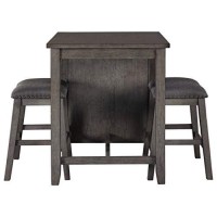 Signature Design By Ashley Caitbrook 25 Counter Height Dining Room Table Set With 2 Upholstered Barstools, Gray