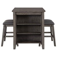 Signature Design By Ashley Caitbrook 25 Counter Height Dining Room Table Set With 2 Upholstered Barstools, Gray