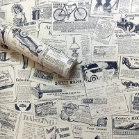 Lependor Removable Self Adhesive Printed Stick Wall Paper Peel And Stick Decorative Shelf Drawer Liner Roll- 1771 X 393 (1771 X 328 Ft, Newspaper)