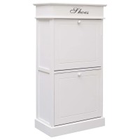 Vidaxl Shoe Cabinet - Sleek White - Paulownia Wood And Mdf Construction - Capable Of Storing 10 Pairs Of Shoes - Extra Storage For Shoe Accessories - Easy To Assemble