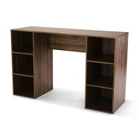 Mainstays 6 Cube Storage Computer Desk, Multiple Colors-Canyon Walnut