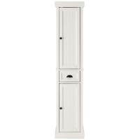 Crosley Furniture Seaside Tall Linen Cabinet, Distressed White