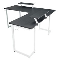 Techni Sport Warrior L-Shaped Gaming Desk With Mdf Panel, Computer Desk With Scratch Rust Resistance Steel Frame, White
