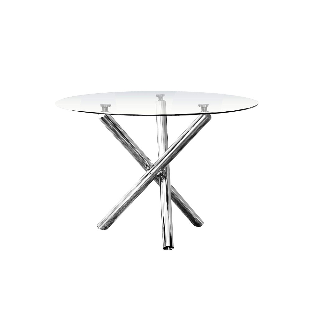 Best Master Furniture Crystal Modern Round Glass Top Dinette Table Only, Clear