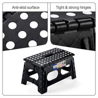 Acstep Folding Step Stool,15-Inch Extra Wide 9Inch Height Heavy Duty Stepping Stool More Safe And Comfortable Non Slip Foldable Step Stool For Kids And Adults Black