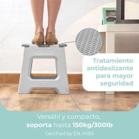 Vigar Compact Foldable Stool, 16 Inches, Lightweight, 330-Pound Capacity Non-Slip Folding Step Stool, Gray