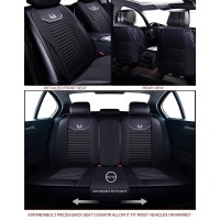 Oasis Auto Car Seat Covers Accessories Full Set Premium Nappa Leather Cushion Protector Universal Fit For Most Cars Suv Pick-Up Truck, Automotive Vehicle Auto Interior Dcor (Os-008 Black)