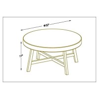 Randefurn Round Coffee Table, Seagrass Coffee Solid Pine Wood X Base Frame Cocktail Table, Easy Assembled, Multiple Sizes For Living Room, 32 X 17 Inches,Gold