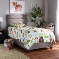 Baxton Studio Ansa Twin Size Gray Fabric Upholstered Bed