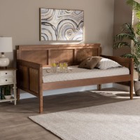 Baxton Studio Toveli Vintage French Inspired Ash Wanut Finished Wood And Synthetic Rattan Daybed