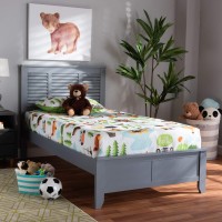 Baxton Studio Adela Twin Size Gray Finished Wood Platform Bed