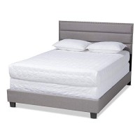 Baxton Studio Ansa Queen Size Gray Fabric Upholstered Bed