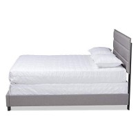 Baxton Studio Ansa Queen Size Gray Fabric Upholstered Bed