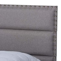 Baxton Studio Ansa Queen Size Gray Fabric Upholstered Bed
