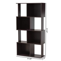 Baxton Studio Riva Modern And Contemporary Dark Brown Finished Geometric Wood Bookshelf