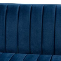 Baxton Studio Aveline Glam And Luxe Navy Blue Velvet Fabric Upholstered Brushed Gold Finished Sofa