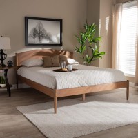 Baxton Studio Leanora King Size Ash Brown Finished Wood Platform Bed