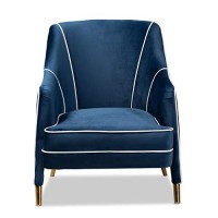 Baxton Studio Ainslie Glam And Luxe Navy Blue Velvet Fabric Upholstered Gold Finished Armchair