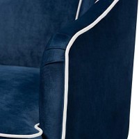 Baxton Studio Ainslie Glam And Luxe Navy Blue Velvet Fabric Upholstered Gold Finished Armchair