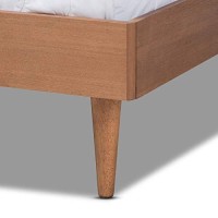 Baxton Studio Rina Mid-Century Modern Ash Wanut Finished Queen Size Wood Bed Frame