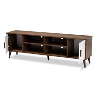 Baxton Studio Quinn 2-Door Wood Tv Stand In White And Brown